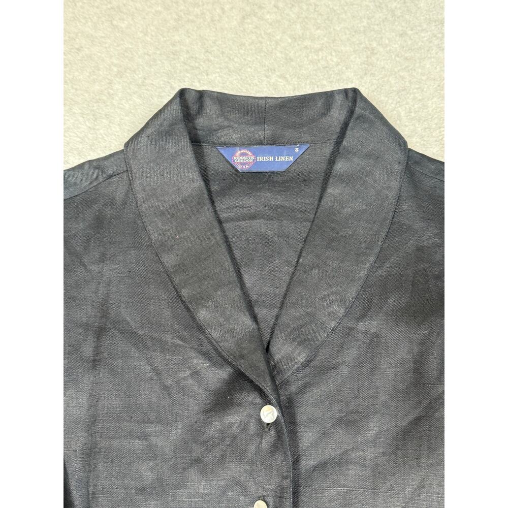 Kenneth Gordon Womens Size 8 Irish Linen Black Button Up - Picture 7 of 14